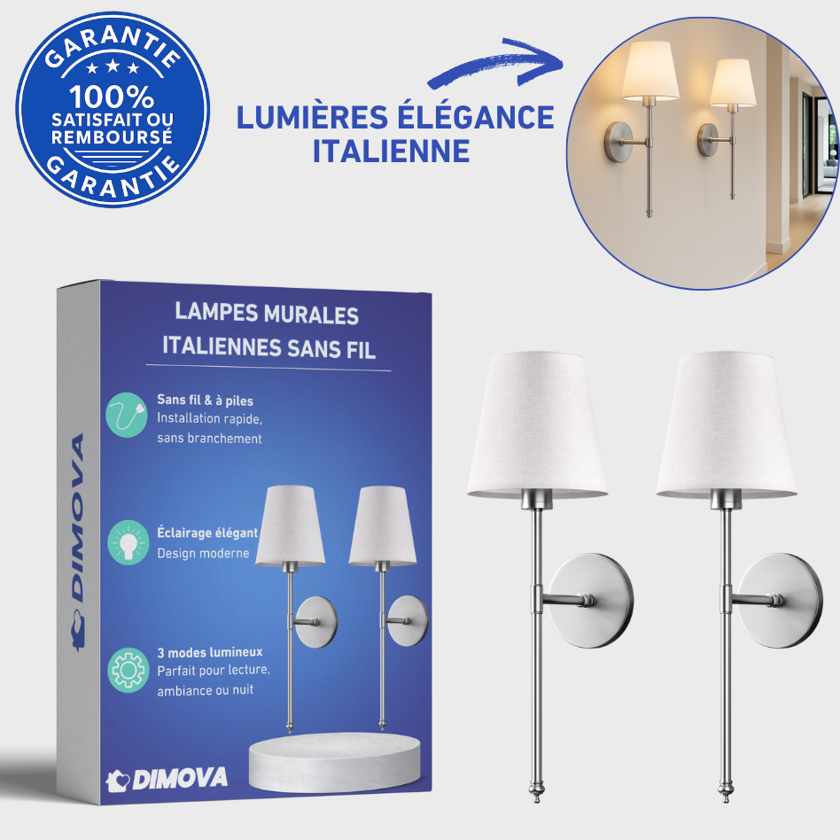 Lampes murales italiennes sans fil (Lots de 2)