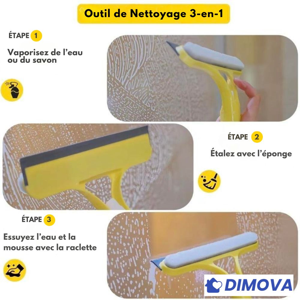 Raclette 3-en-1 pour le lavage des vitres