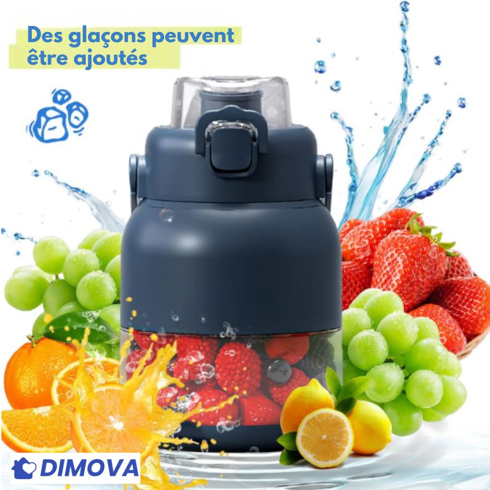 Blender 2-en-1 Portable – Mixeur + Gourde avec Paille (500 ml)