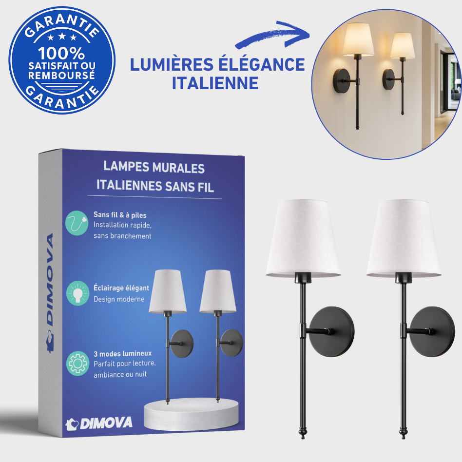 Lampes murales italiennes sans fil (Lots de 2)