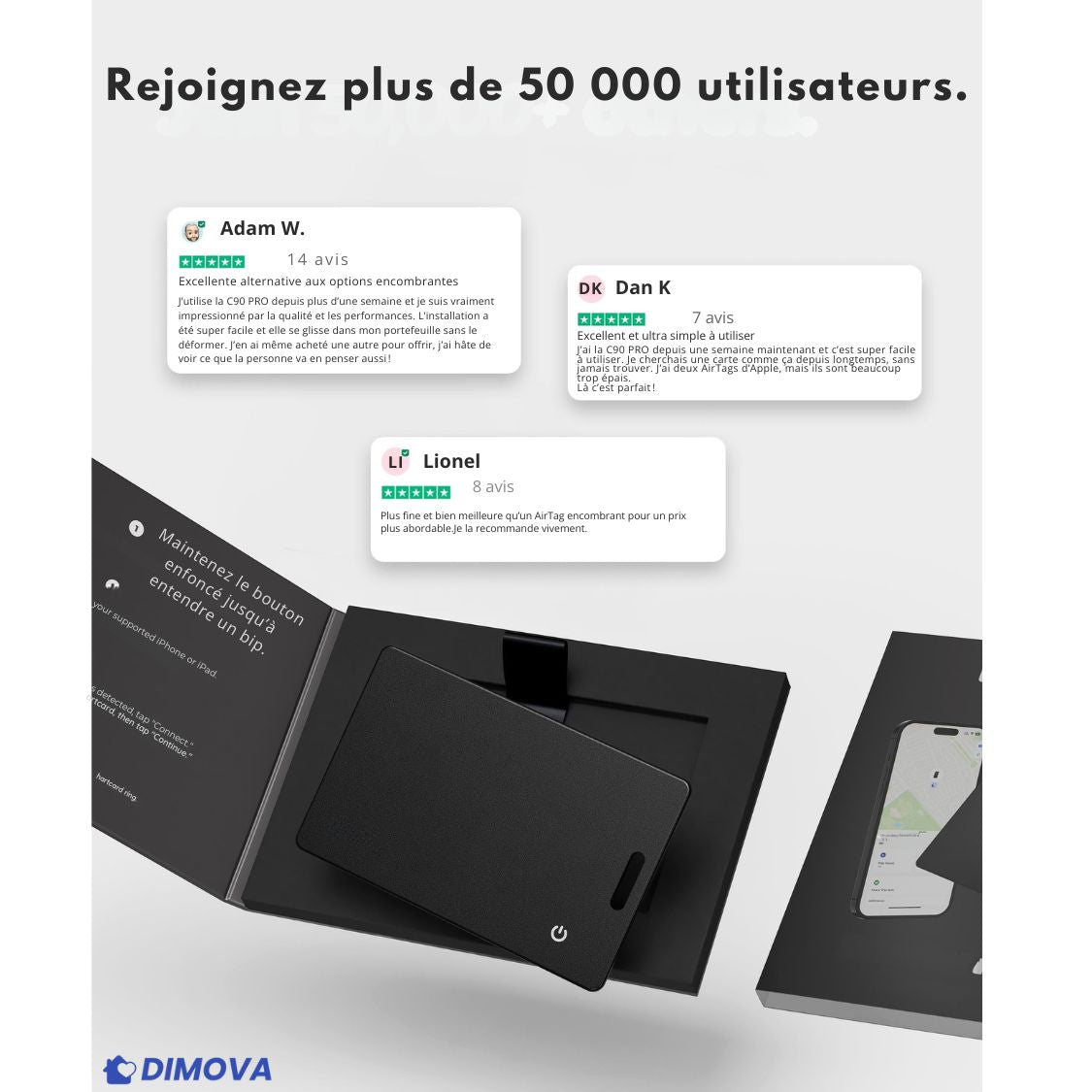 C90 Pro - Carte intelligente localisable (Apple/Android)