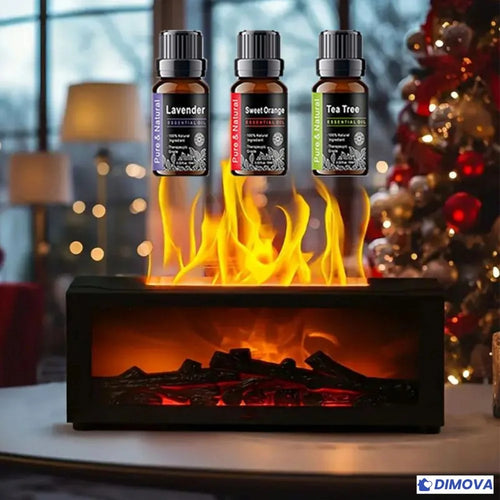 Diffuseur d’arômes effet flamme (3 flacons d’huiles essentielles inclus)