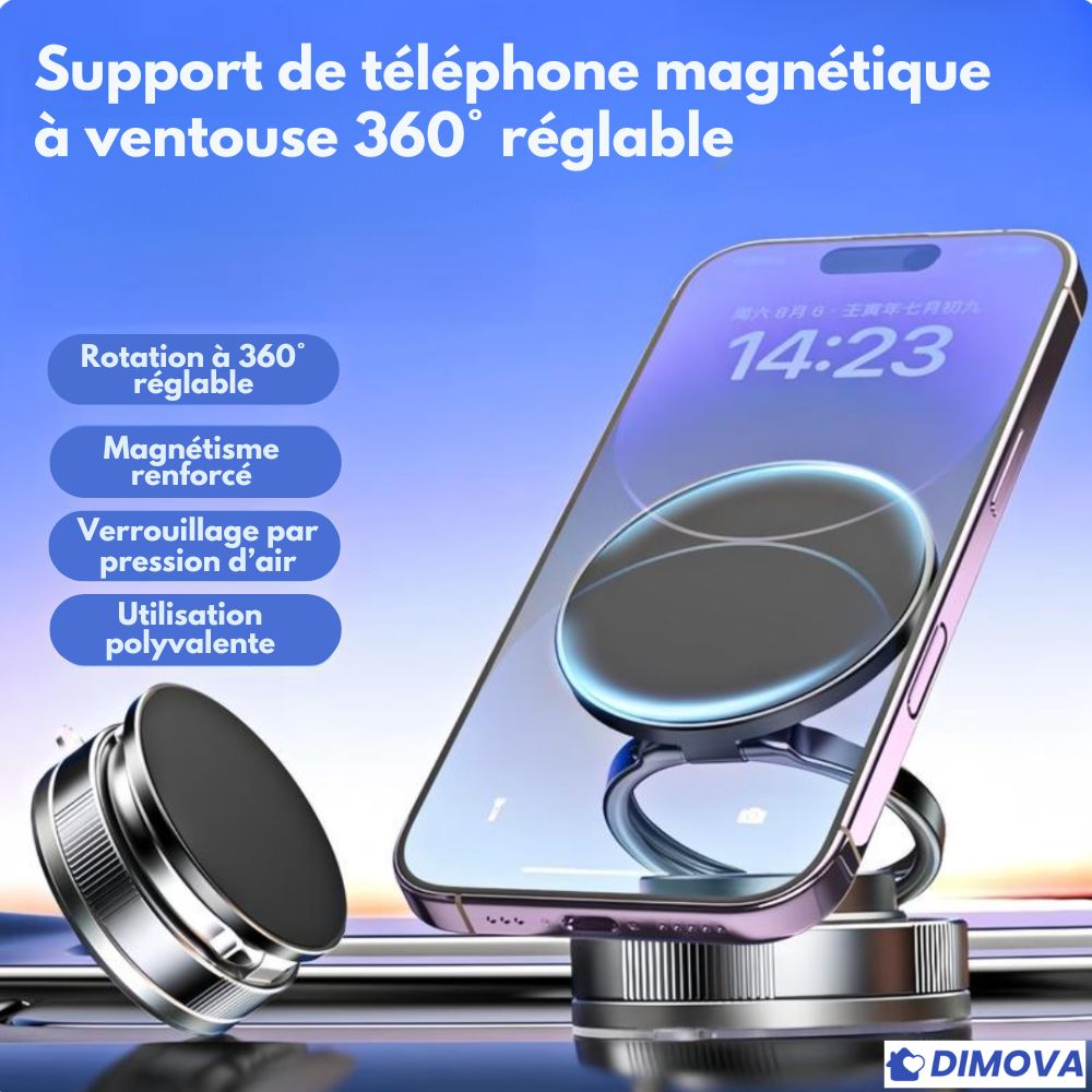 Support de téléphone magnétique à ventouse 360° réglable