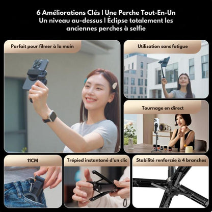 I90 - Perche à selfie magnétique 4-en-1 multifonction 360°