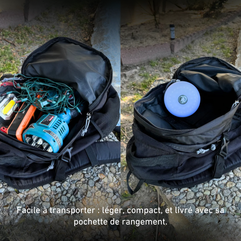 I80- Lampe de camping 3-en-1 : éclaire, dépanne, recharge