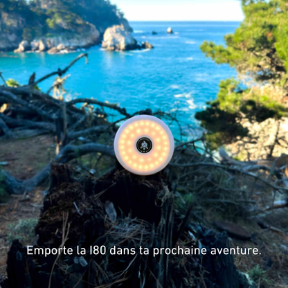 I80- Lampe de camping 3-en-1 : éclaire, dépanne, recharge
