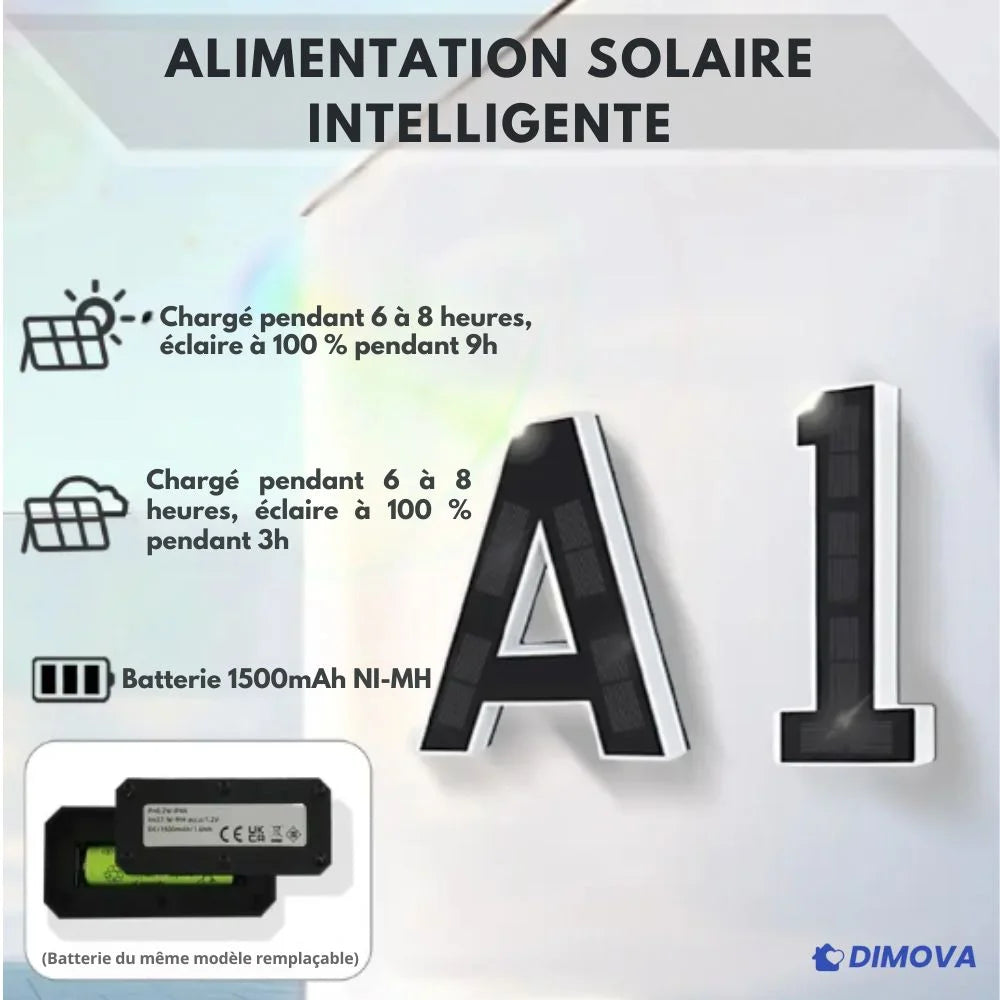 Lumières solaires lettres/chiffres lumineux