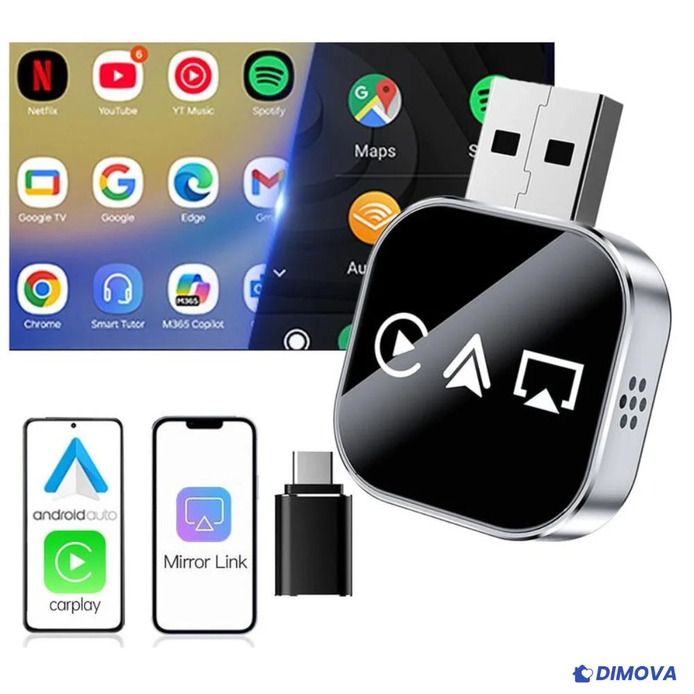 Adaptateur CarPlay sans fil 3-en-1 (Apple/Android)