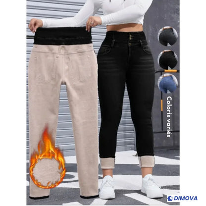 Jean doublé polaire confortable & silhouette sexy