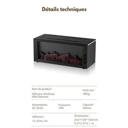 Diffuseur d’arômes effet flamme (3 flacons d’huiles essentielles inclus)
