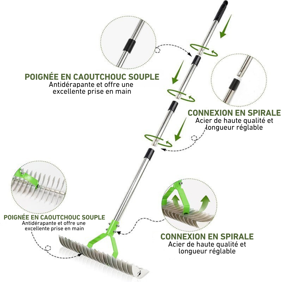 Râteau à chaume en acier inoxydable révolutionnaire