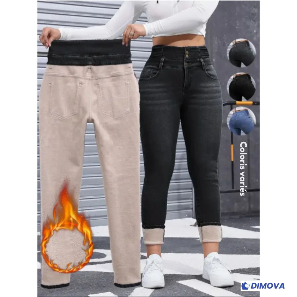 Jean doublé polaire confortable & silhouette sexy