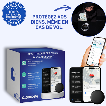 GP90 - Tracker GPS précis sans abonnement (Android/Apple)